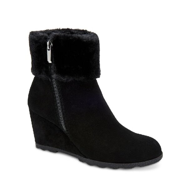 Alfani Step 'N Flex Oreena Faux-Fur-Cuff Wedge Booties - Picture 1 of 8